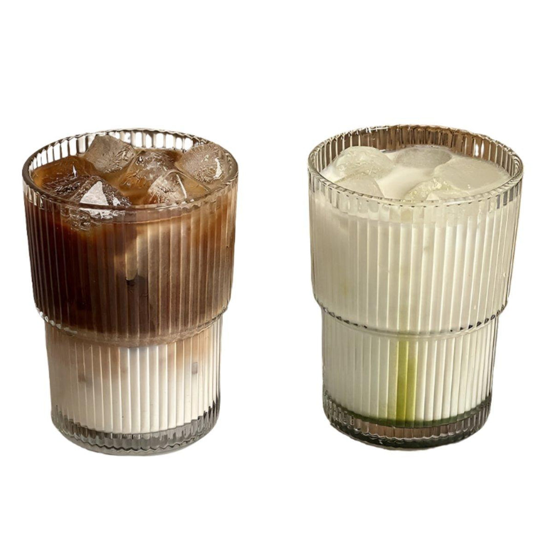 Stripe Glass | Elegante drinkbeker met deksel en rietje