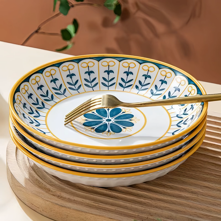 Toscaanse Bordenset | Handgeschilderd | Set van 4 | Porselein