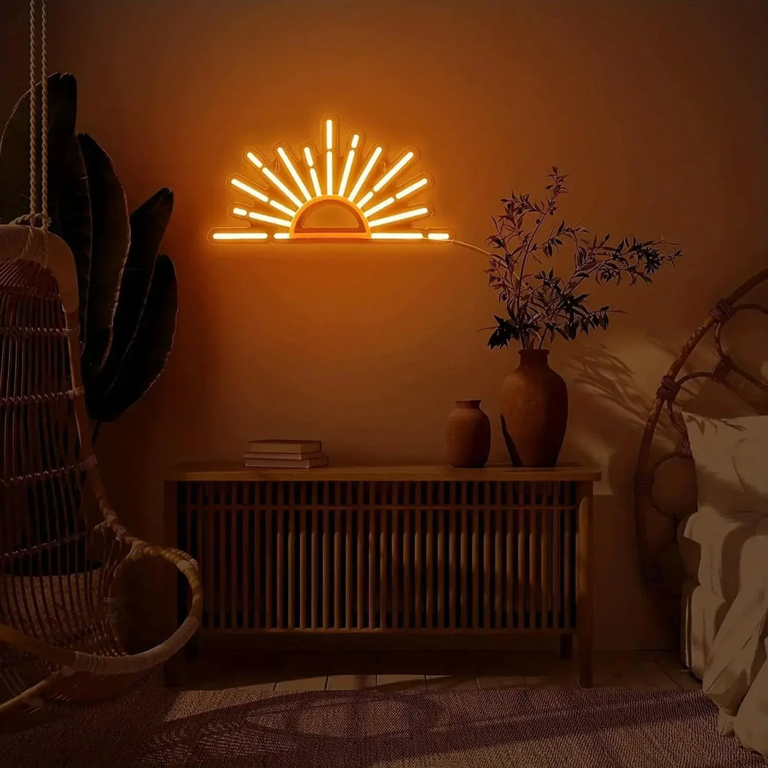 Midnight Solar Wandlamp | Boho Zonnestraal Design | Warme LED Verlichting