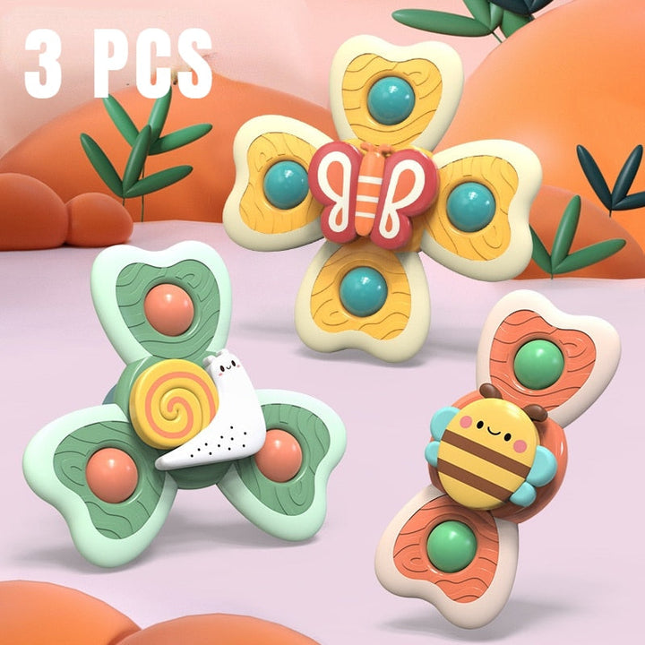 BabySpin™ | Set van 3 Zuignap Spinner Speeltjes | Rustgevend & Leerzaam