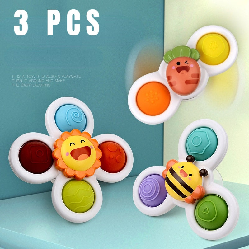 BabySpin™ | Set van 3 Zuignap Spinner Speeltjes | Rustgevend & Leerzaam