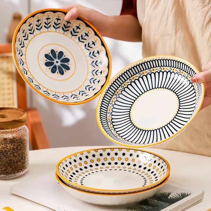 Toscaanse Bordenset | Handgeschilderd | Set van 4 | Porselein
