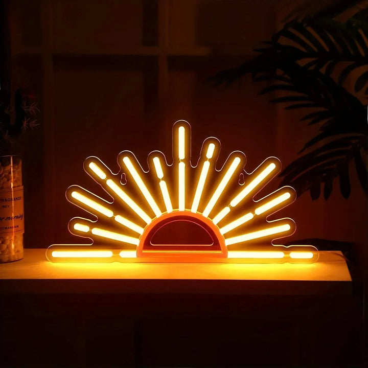 Midnight Solar Wandlamp | Boho Zonnestraal Design | Warme LED Verlichting