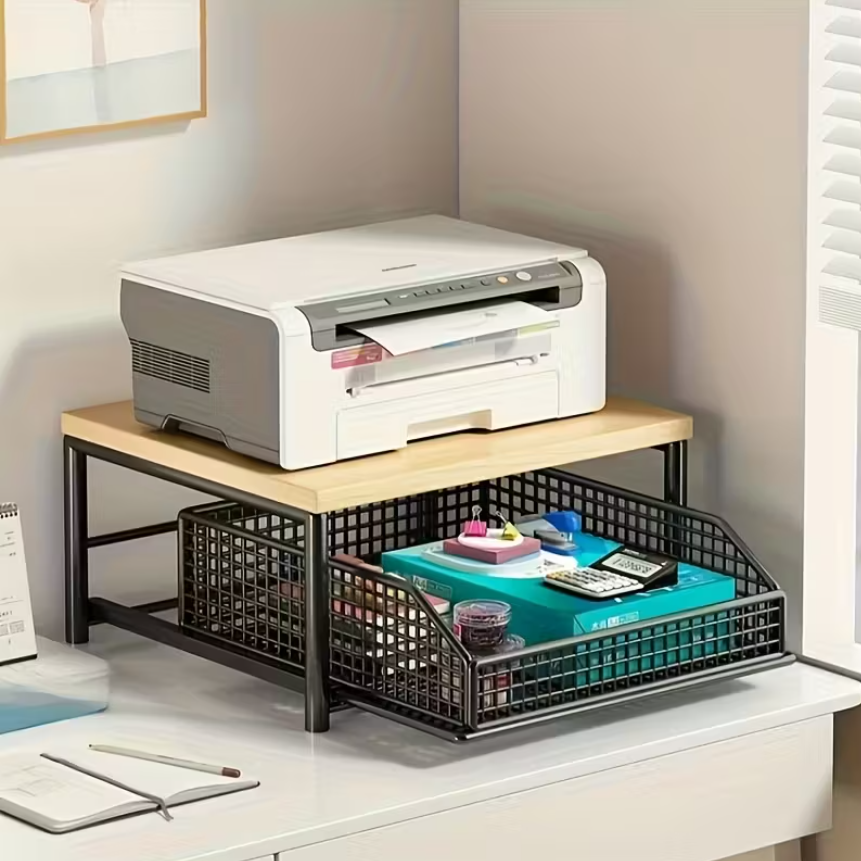 Keuken Organizer Plank | Houten Bovenblad & Metalen Frame | Ruimtebesparend Opbergrek