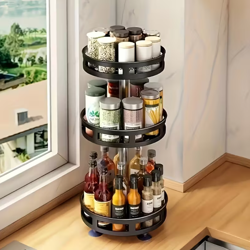 360° Draaibare Keuken Organizer | Metalen Kruidrek | 2- of 3-Laags