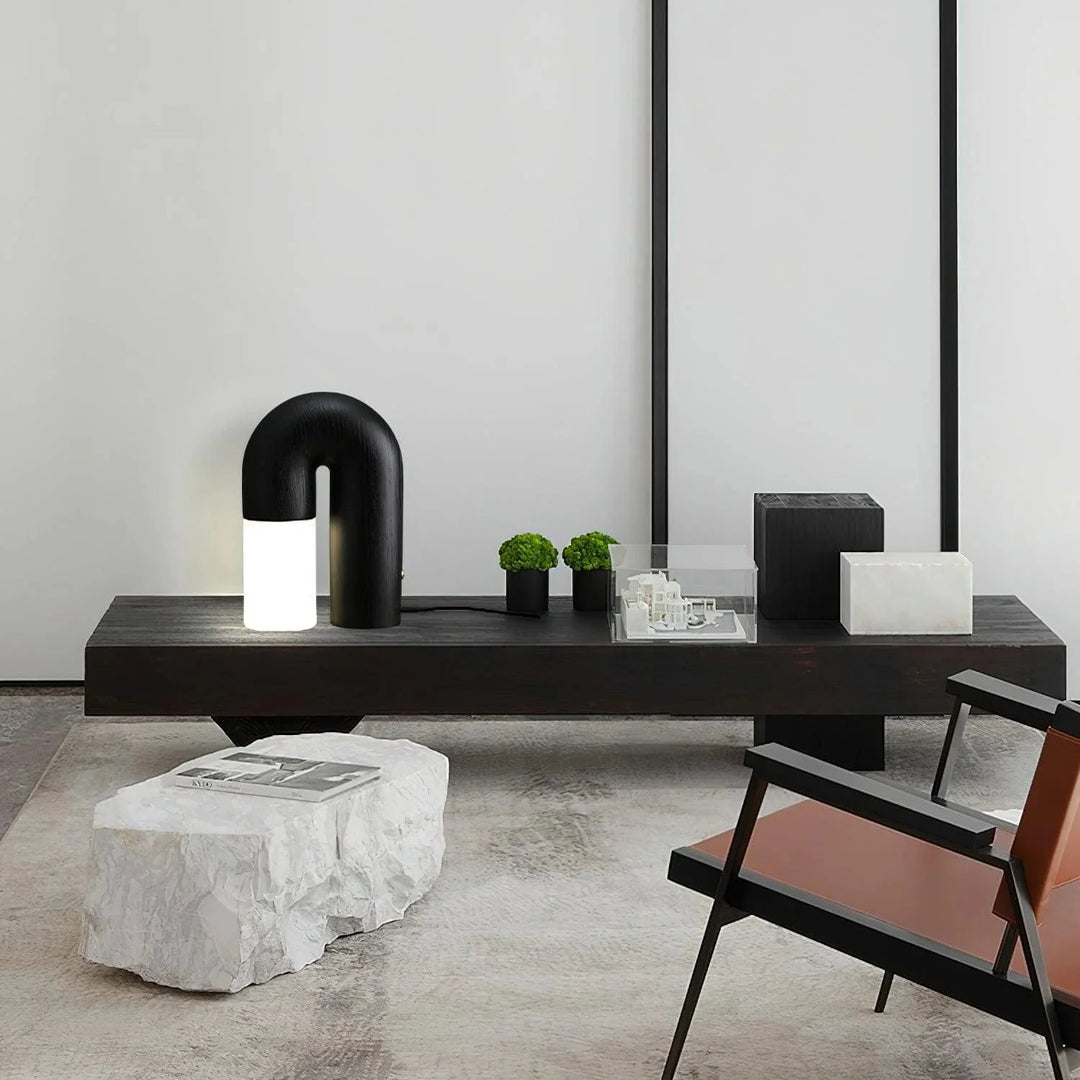 Diapole | Vintage Tafellamp van Massief Essenhout & Acryl – Dimbare LED Verlichting