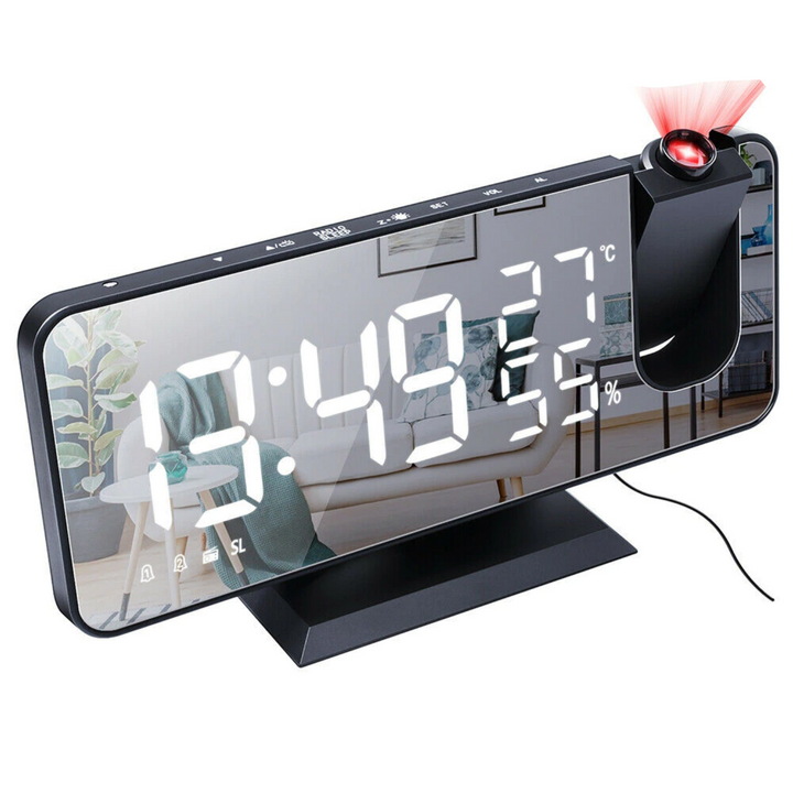 Astronatic Alarm | De Beste Alarmklok met LED Scherm - 180° Projector - USB lader