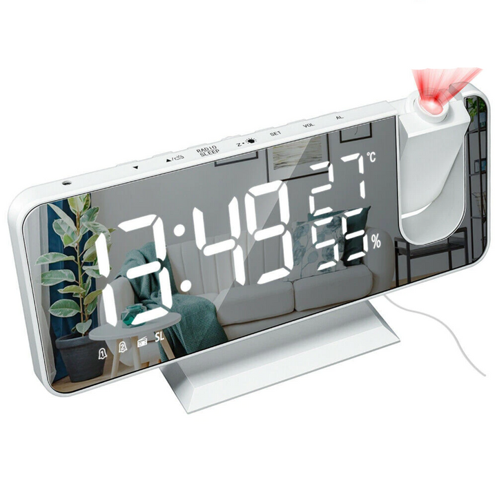Astronatic Alarm | De Beste Alarmklok met LED Scherm - 180° Projector - USB lader