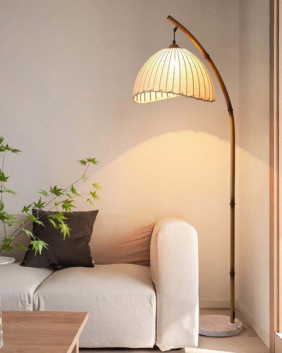 Balance Bamboo Vloerlamp | Wabi-Sabi Stijl met Bamboe & Canvas – Rustgevende Natuurlijke Verlichting