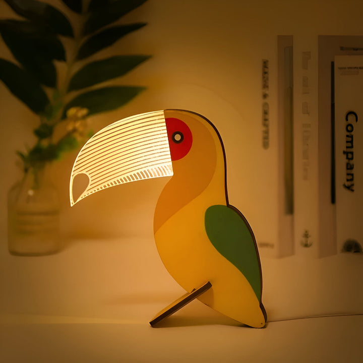 Lampe LED Wildlife™ en acrylique | Lampe d'ambiance avec base en bois (USB)