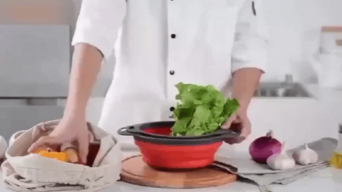 Ronde Silicone Uitlekbak | Inklapbaar | Voor Pasta, Groenten & Fruit