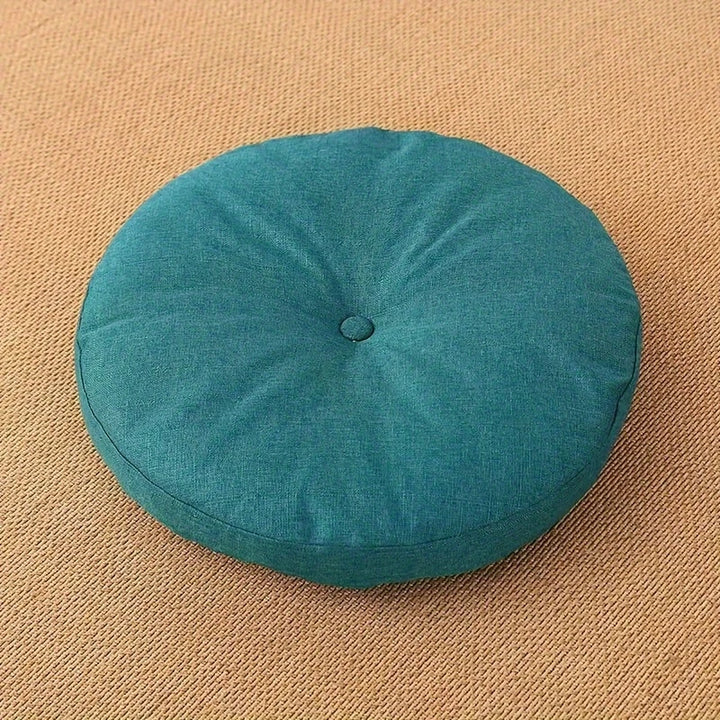 Japandi Linnen Vloerkussen | Rond, 40 cm, Afneembare Hoes
