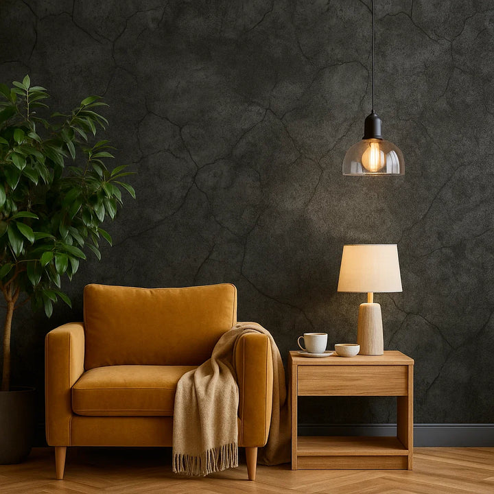 Cemento Nero | Zelfklevend PVC Behang Zwart