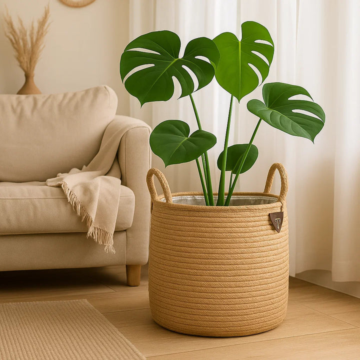 Plantenmand Natuur | Handgeweven Mand met Handvatten – 3 Maten