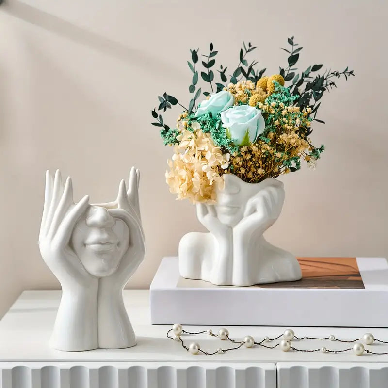 Keramische Abstract Vaas | Modern Design met Gezicht