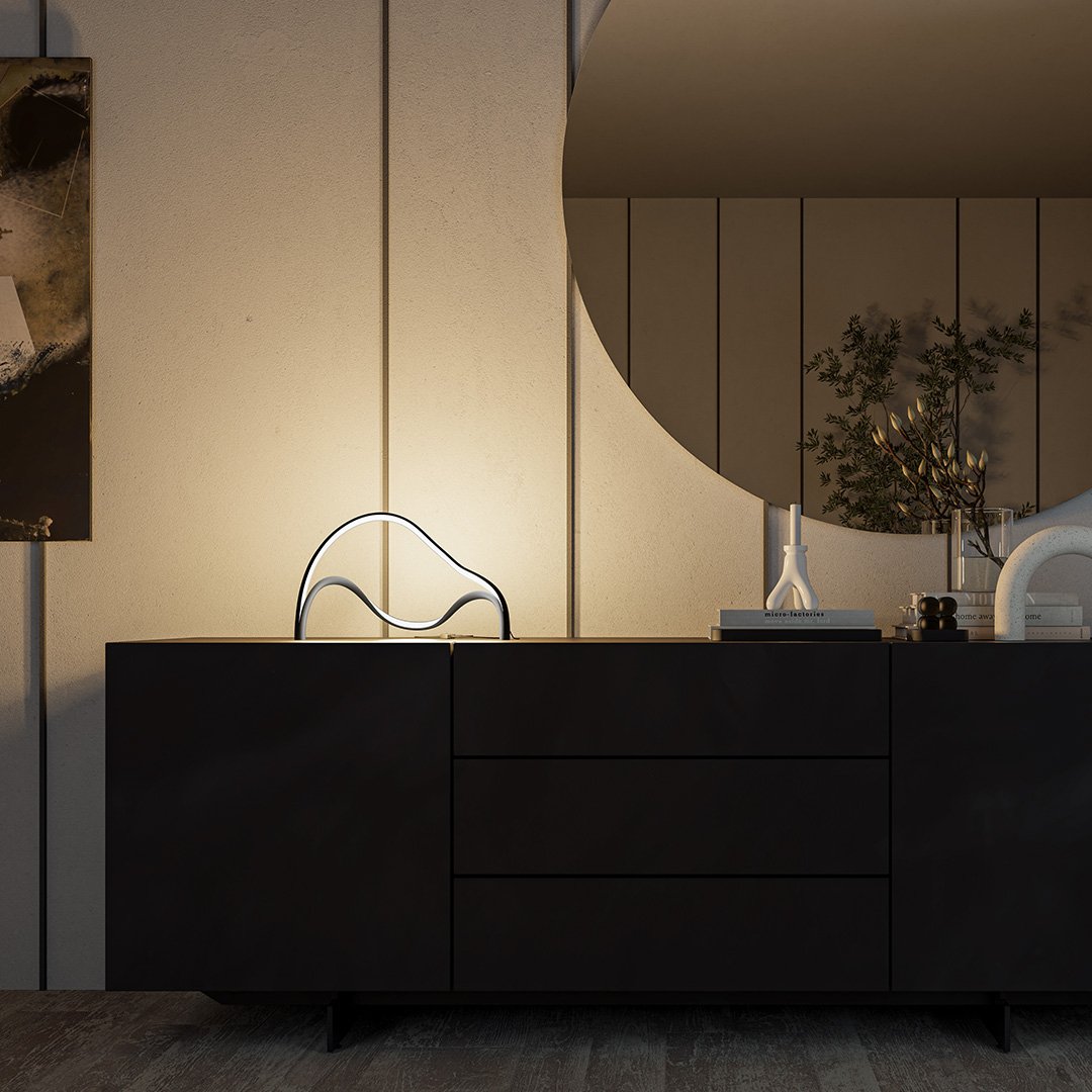 Hera™ lampe de table LED | Design minimaliste en noir mat | Blanc chaud 2700K & Économe en énergie