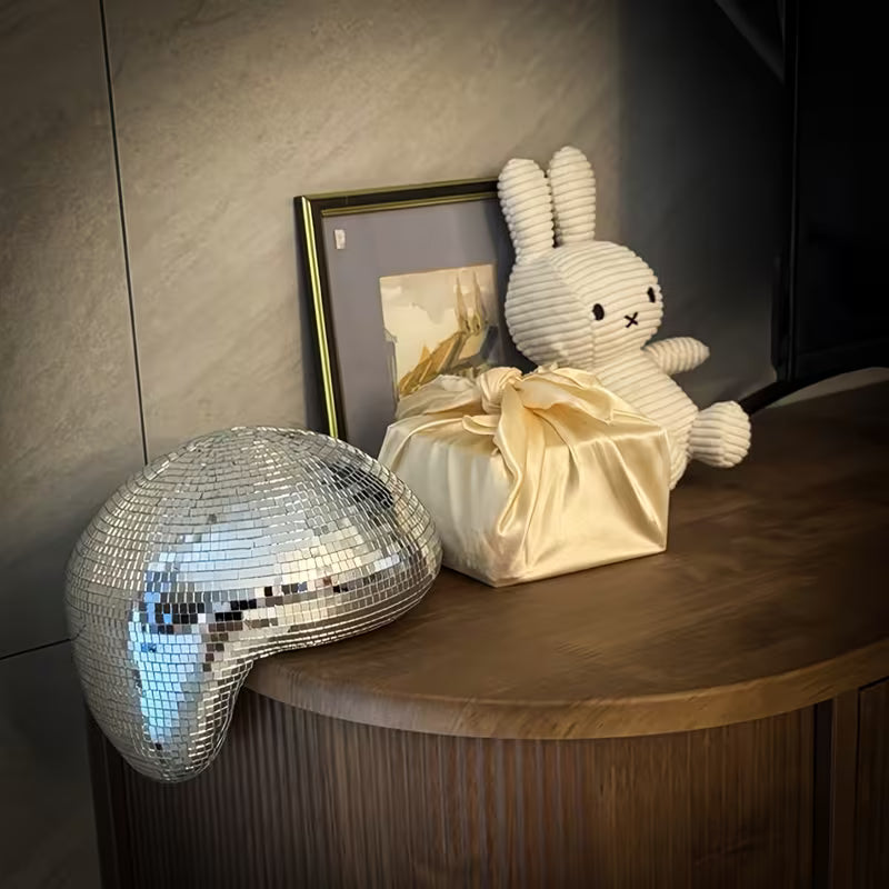 MeltBall™ Zilveren Gesmolten Discobal Sculptuur | Spiegelglas Kunstobject