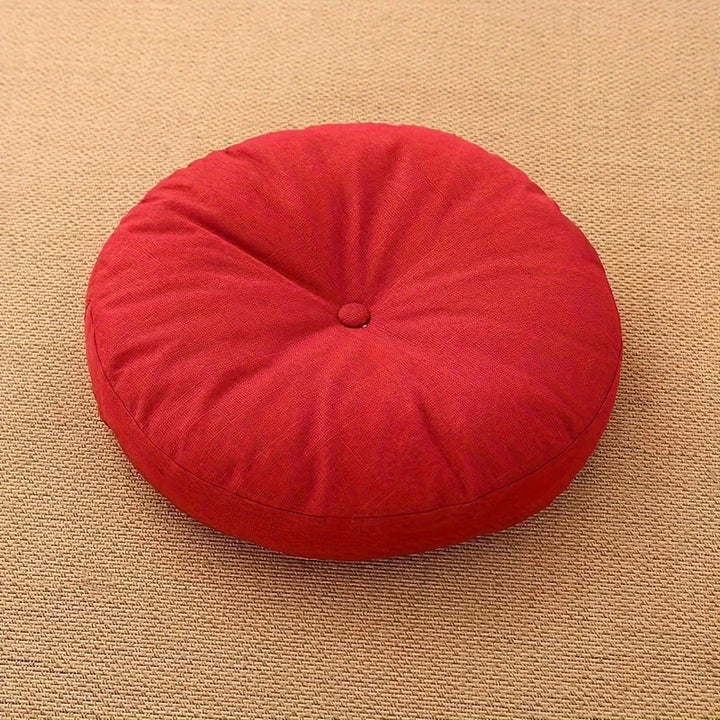 Japandi Linnen Vloerkussen | Rond, 40 cm, Afneembare Hoes