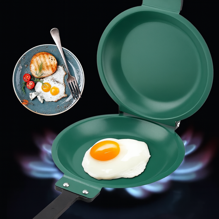 Dubbelzijdige Keukenpan | Antiaanbaklaag | RVS Pan met Handgrepen | Ø19cm
