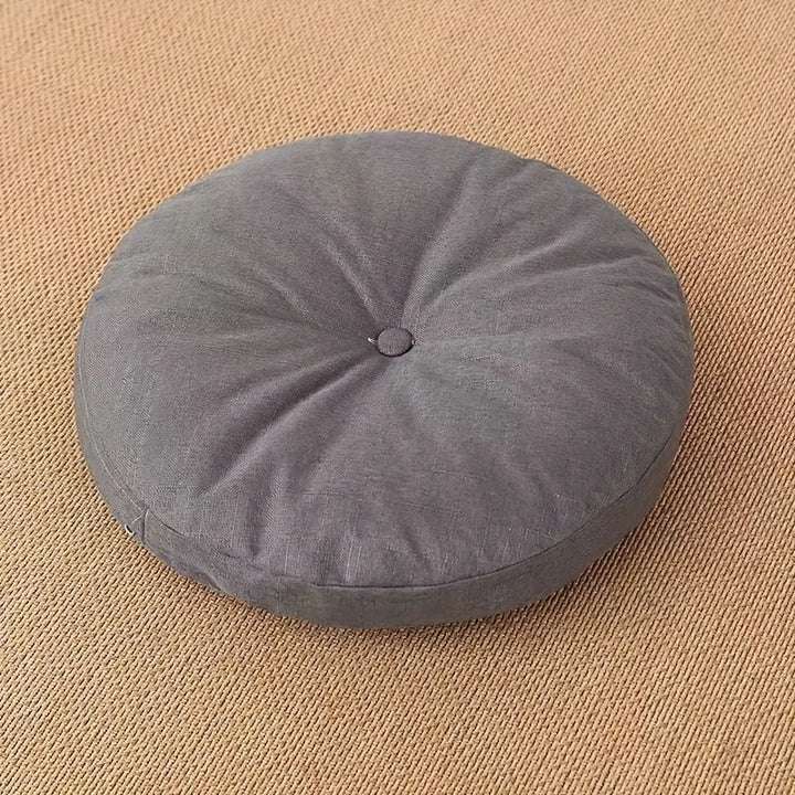 Japandi Linnen Vloerkussen | Rond, 40 cm, Afneembare Hoes