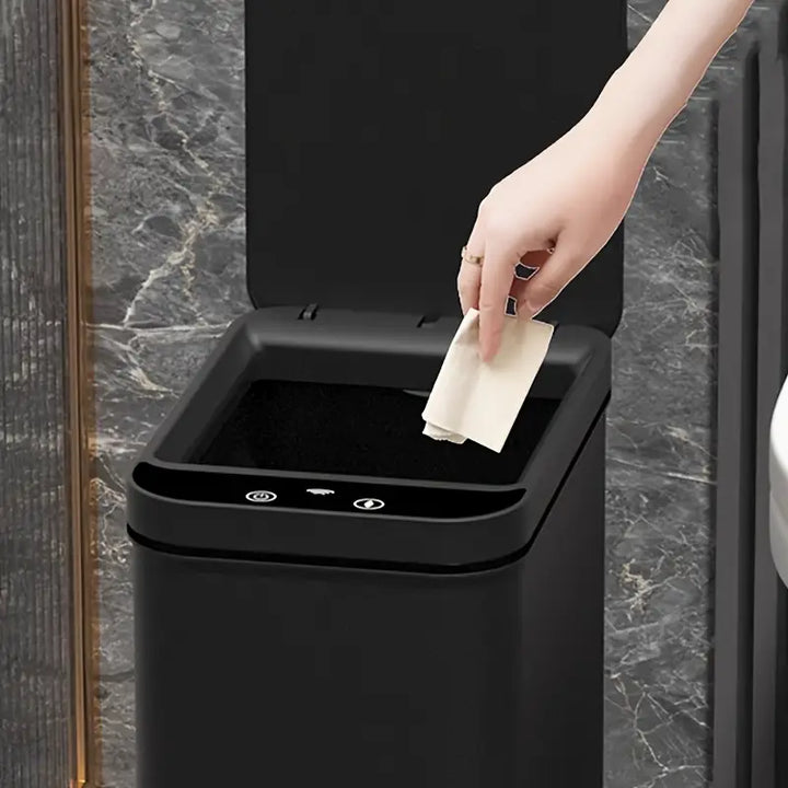 Zwarte Prullenbak met Sensor | Automatische Slimme Vuilnisbak met Deksel