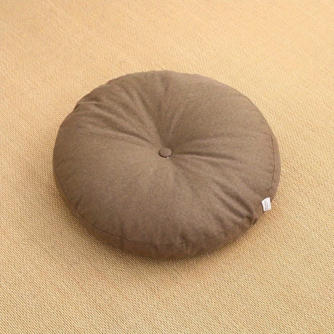 Japandi Linnen Vloerkussen | Rond, 40 cm, Afneembare Hoes