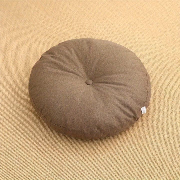 Japandi Linnen Vloerkussen | Rond, 40 cm, Afneembare Hoes