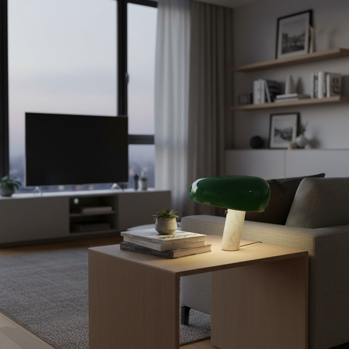 Nordic Snoopy™ | Marmoriertes Design Tischlampe