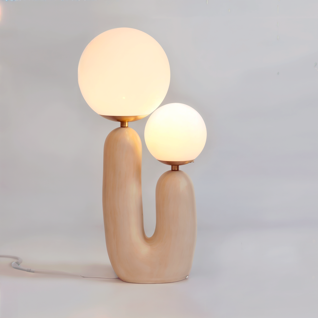 Athenea Tafellamp | U-Vormig Design met Dubbele Lichtbol | Beige of Groen