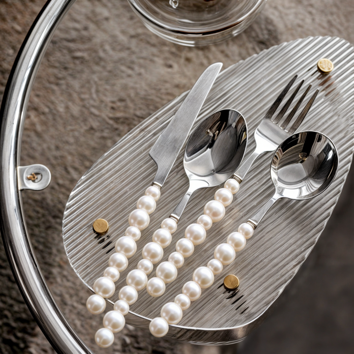 Luxe Bestekset met Imitatieparels | Elegant Design | Complete Set per Persoon