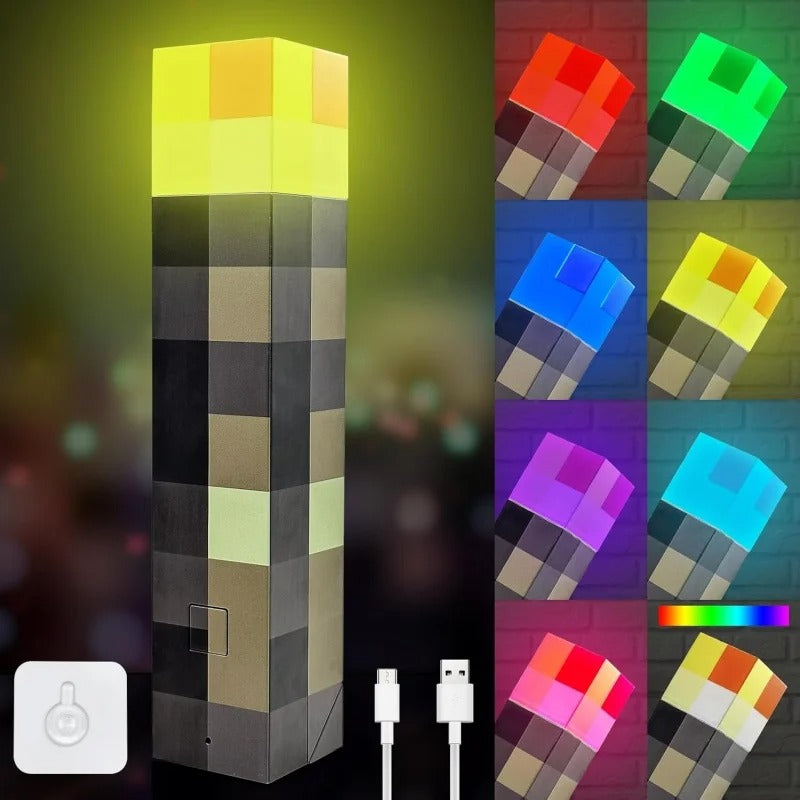 Minecraft Fakkel LED Lamp | Oplaadbare Nachtlamp, Tafellamp & Wandlamp