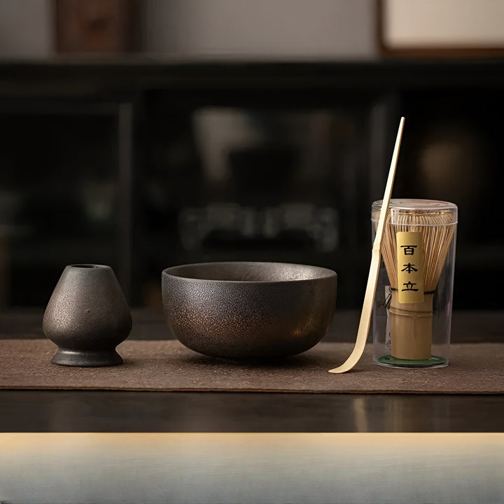Matcha Thee-Set Traditioneel Japans 4-Delig Theeset van Bamboe & Keramiek