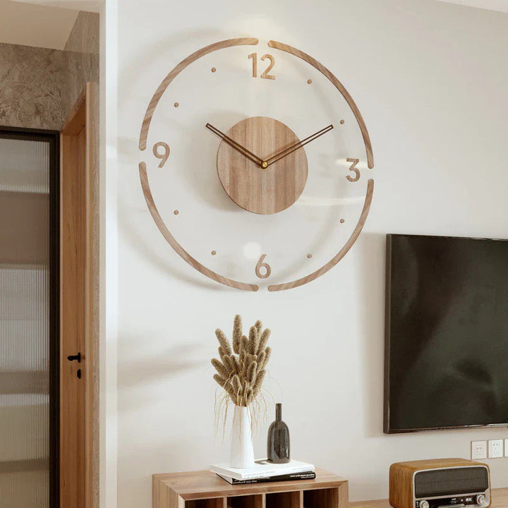 Scandinavische Houten Wandklok | Geluidloos | Minimalistisch Design