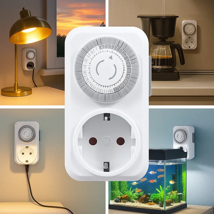 Mechanische Tijdschakelaar | 24-Uurs Stopcontact Timer | Europese Standaard